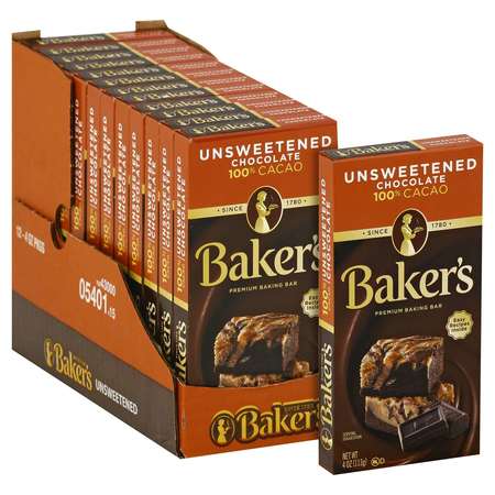 Bakers Chocolate Unsweetened 4 oz., PK12 -  10043000054014